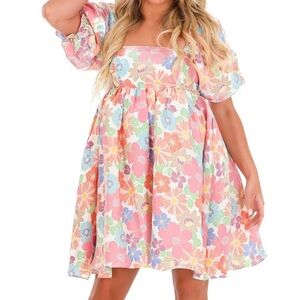 NWT Storia Yours Forever Floral Babydoll Dress Floral Spring Pastel Flowy Sz Med